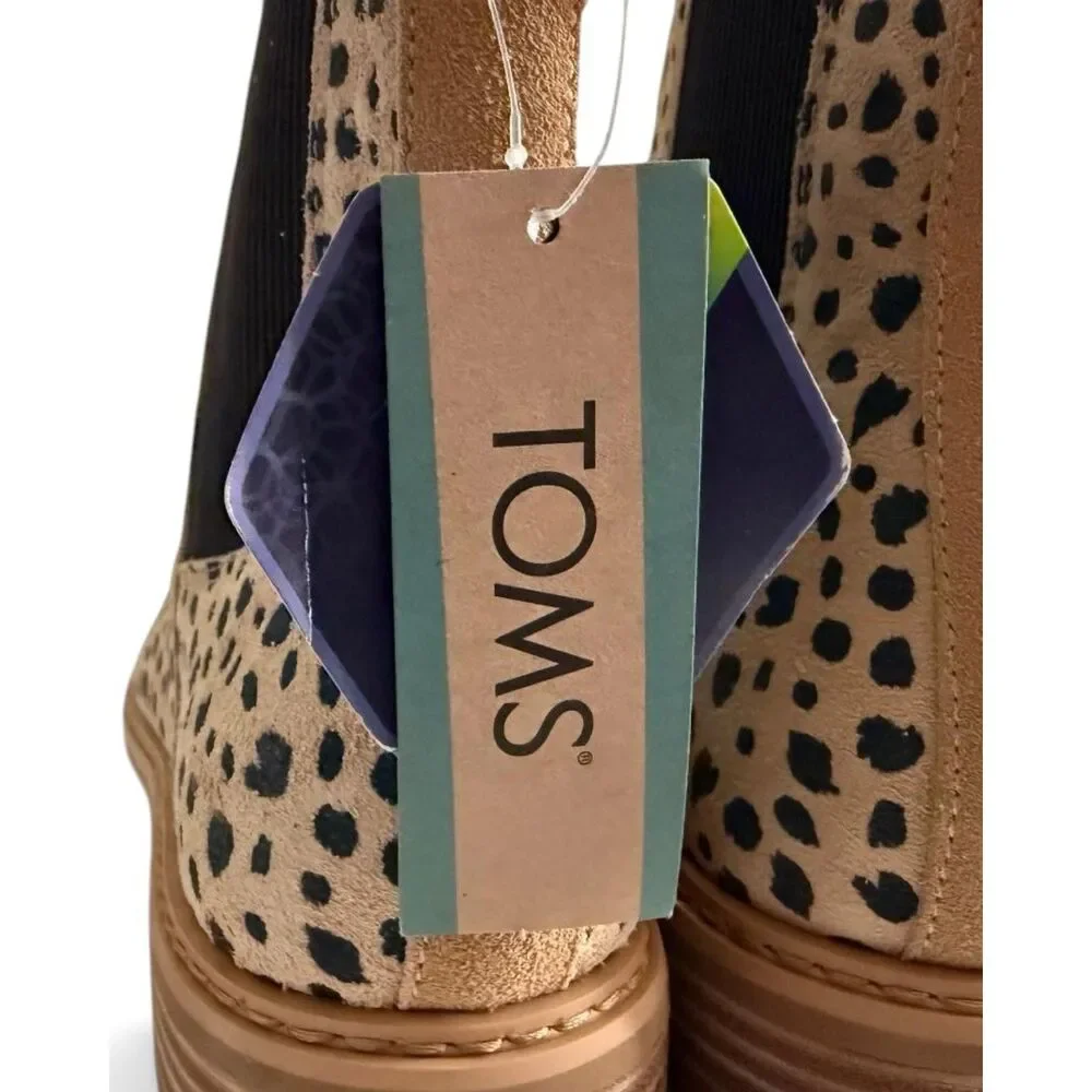 Toms Charli Desert Tan Cheetah Chelsea Pull On Boots, NWT! Size 11